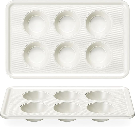 HONGBAKE 2 Pack Nonstick Ceramic Muffin Pan, 6 Cup Muffin tin for Baking, Non-toxic Cupcake Pan, Heavy-duty Aluminized Steel Cupcake Tray with Diamond Texture, Easy To Clean (Cream, 2PCS)