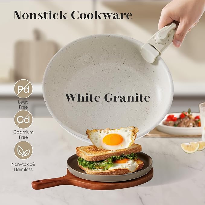 13 Pcs Pots and Pans Set, Nonstick Cookware Set with Lids and Detachable Handle, PFAS & PFOA Free, Non-Toxic Healthy Kitchen Cooking Set