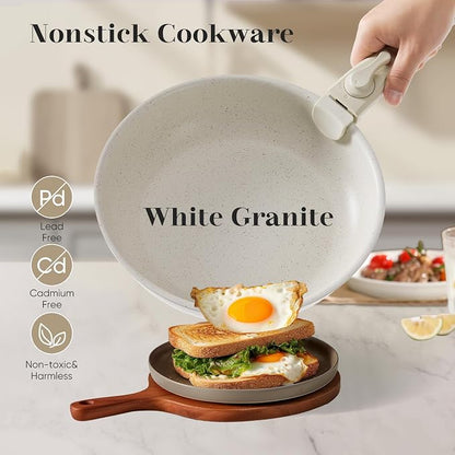 13 Pcs Pots and Pans Set, Nonstick Cookware Set with Lids and Detachable Handle, PFAS & PFOA Free, Non-Toxic Healthy Kitchen Cooking Set