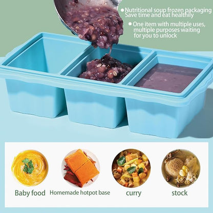 2 Pack Silicone Freezer Molds With Lids,1.5 Cup Silicone Freezer Tray With Lids for Easy Meal Prep Container and Kitchen Storage Solution Perfect for Storing Soup, Sauces, Leftovers and More
