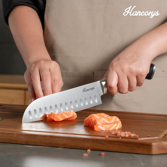 Knife Block Set, 15 Pcs Kitchen Knife Set, Enduring Ultra Sharp High Carbon German Stainless Steel Chef Knives Set with Built-In Sharpener, Full Tang Ergonomic Handle, Black