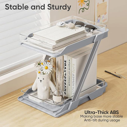 3 Pack Bathroom Organizers and Storage - Multi-Purpose,2-Tier Clear Pull Out Organization for Bathroom,Under Sink,Kitchen,Vanity,Countertop,Cabinet,Pantry & Medicine Cabinet,Grey