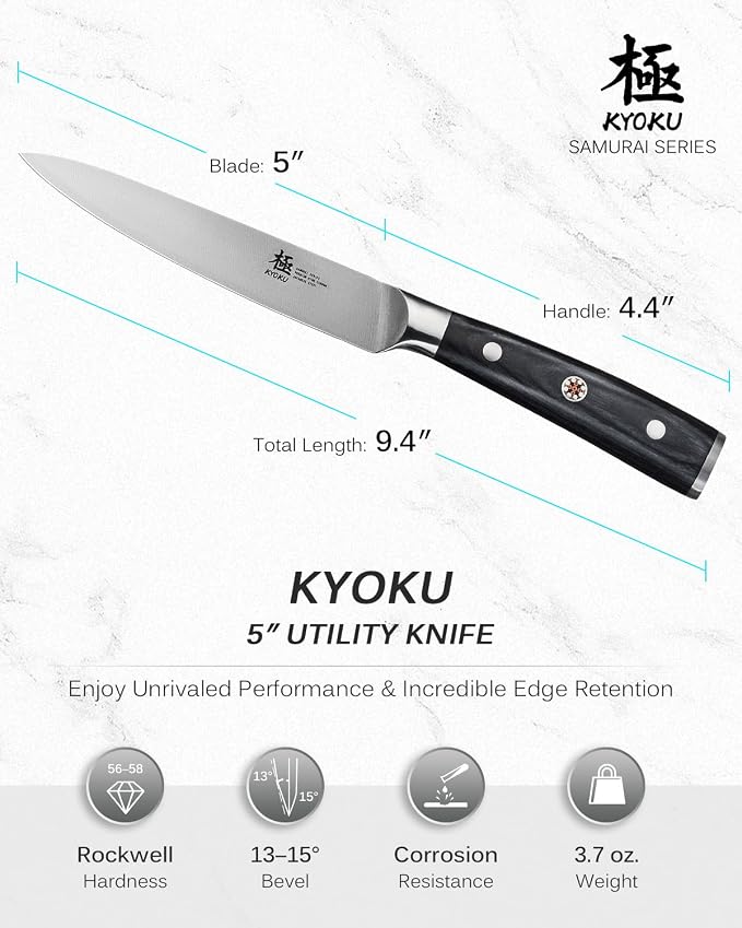 KYOKU Samurai Series Knife Japanese Style1 (Kitchen Utility Knife, 5")