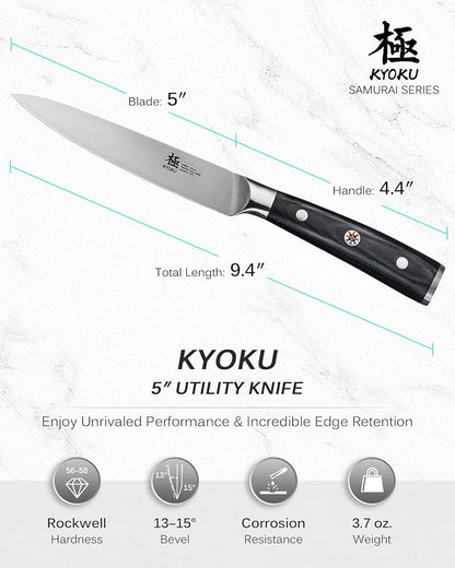 KYOKU Samurai Series Knife Japanese Style1 (Kitchen Utility Knife, 5")