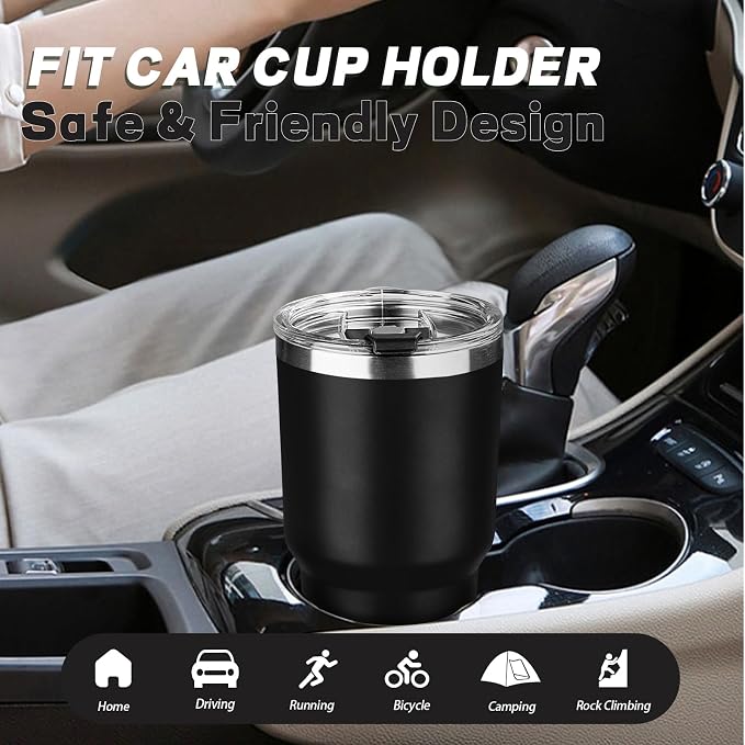 30 oz Tumbler with Lids and Straws, Stainless Steel Insulated Coffee Tumbler, Double Wall Vacuum Insulated Travel Mug Cup, Leakproof Thermal Coffee Cup for Hot and Cold Drinks (Black)