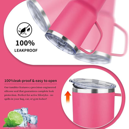 20oz Insulated Tumbler with Handle Stainless Steel Travel Coffee Mug with Lid and Straw Double Wall Vacuum Leak-proof Reusable Thermal Water Cup for Hot and Cold Drinks (Multicolor-7,6 Pack)