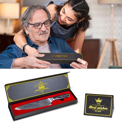 Fathers Day Dad Gift from Daughter Son Kids Dad Birthday Gift 8 inch Kitchen Knife Gift Set for Dad Professional Chef's Knife christmas presents for dad (Best Dad)