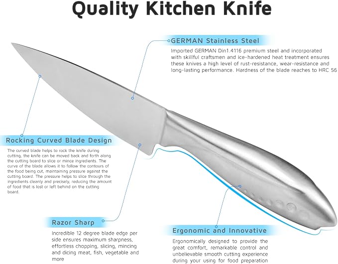 WELLSTAR Chef Knife, 6 Inch Kitchen Chef’s Knife Sharp High Carbon Stainless Steel Cooking Knife for Meat Sushi Vegetable Fruit Cutting Slicing Dicing, Useful Kitchen Gadget