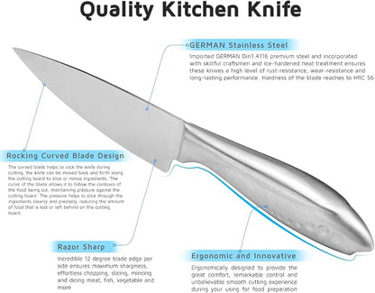 WELLSTAR Chef Knife, 6 Inch Kitchen Chef’s Knife Sharp High Carbon Stainless Steel Cooking Knife for Meat Sushi Vegetable Fruit Cutting Slicing Dicing, Useful Kitchen Gadget
