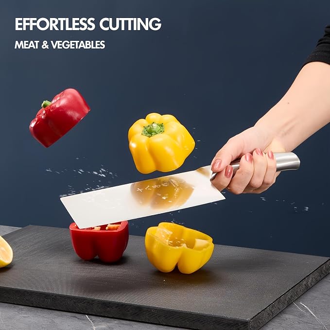 SHI BA ZI ZUO 2-Piece Kitchen Knife Set, Cutting Knife Chinese Chef's Knife and Fruit Knife, Professional Knife Set with Stainless Steel Handle for Meat and Vegetables