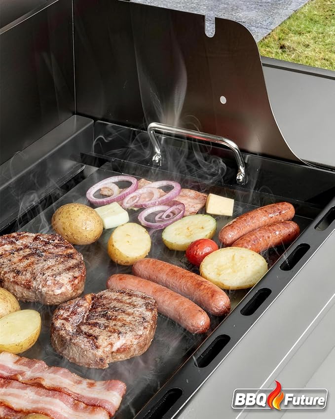 Full Size Griddle Insert for Weber Spirit 300 Series(2025 Models), Flat Top Grill Insert with Handles Replacement Parts for Weber Spirit E310 E325 EP325(2025), Non-stick Carbon Steel, Black