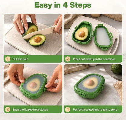 CLEANGOR Avocado Saver with Snap-On Lid, Silicone Food Saver, Reusable Individual Avocado Storage Container, Keep Avocadoes Fresh Longer, Reusable Kitchen Gadget, Dishwasher Safe (1, Green)