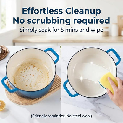 7QT Enamel Cast Iron Dutch Oven with Lid,Dual Handles,Versatile Heavy-Duty Non-toxic Cookware for Sourdough Bread Baking,Braising,Stews,Roasting,Oven Safe up to 500°F blue