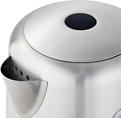 Amazon Basics Electric Stainless Steel Kettle for Tea and Coffee, BPA-Free, Fast Boiling, Auto Shut-Off, 1 Liter, 1500W, Black and Silver