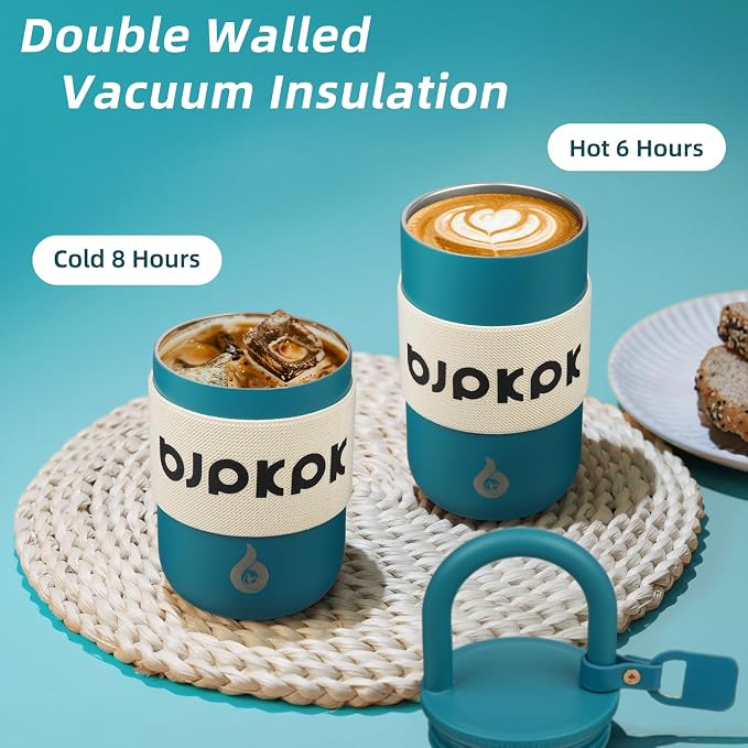 BJPKPK 10oz Tumbler With Lid And Handle Insulated Tumblers Cup Stainless Steel Coffee Mug,Laguna