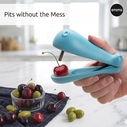 OTOTO Hippo Cherry and Olive Pitter - Unique Kitchen Gadgets, Cooking Gifts for Women, Kitchen Essentials, Kitchen Utensils, Cute Gifts, Kitchen Accessories, Gift for Kids