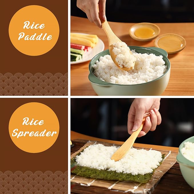 Delamu Sushi Making Kit, 22 in 1 Sushi Kit for Beginners/Pros Sushi Makers, with Bamboo Sushi Mats, Sushi Rolling Tube, Onigiri Mold, Rice Paddle, Sushi Knife, Guide Book & More
