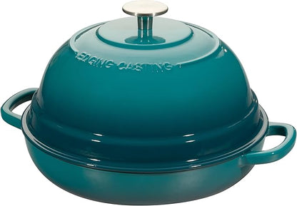 EDGING CASTING Enameled Cast Iron Dutch Oven Pot with Lid, Round Bread Oven for Homemade Sourdough Bread Baking, 6 Quart, Darkcyan