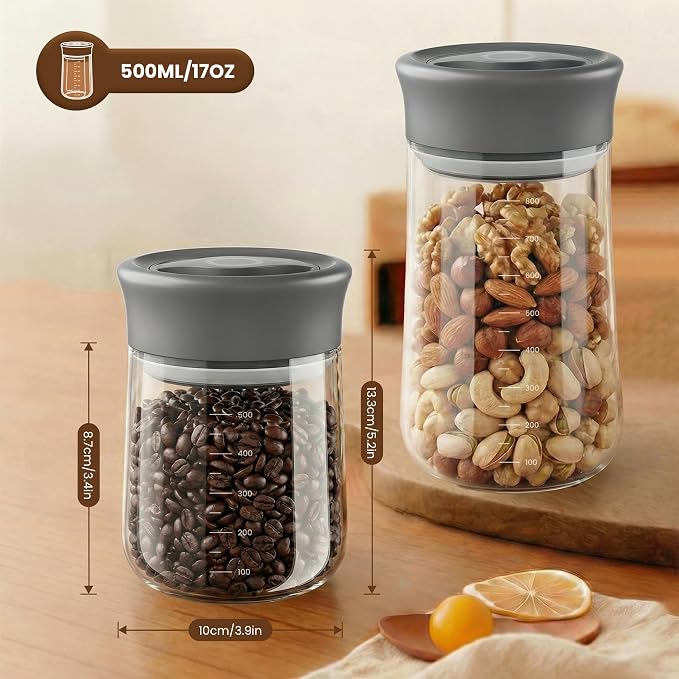OURCABECUE Wide Mouth Mason Jar 16oz, Newly Upgraded Easy Open Rotating Lid, Food Grade Glass Storage Jar for Overnight Oats Yogurt Snacks Candy Jars