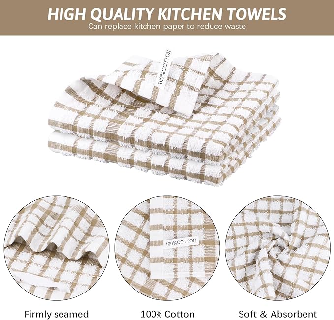 Nialnant 8PCS Dish Cloths,100% Cotton Soft Absorbent Cleaning Rags,Quick Drying Dish Towels for Kitchen,Washing Dishes-Little Yellow-12x12in