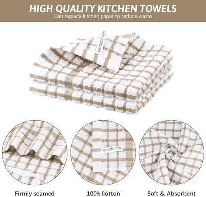 Nialnant 12PCS Dish Cloths,100% Cotton Soft Absorbent Cleaning Rags,Quick Drying Dish Towels for Kitchen,Washing Dishes-Blue Plaid+Yellow Plaid,12x12in