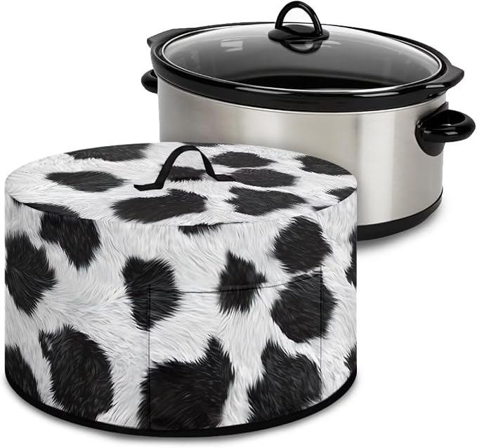 Cow Print Slow Cooker Dust Cover Compatible with 6-8 qt Crock for Pot Small Kitchen Appliance Patriotic Decoration Farm - themed Covers with Top Handle
