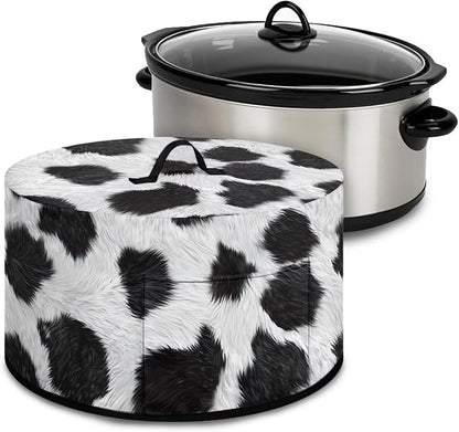 Cow Print Slow Cooker Dust Cover Compatible with 6-8 qt Crock for Pot Small Kitchen Appliance Patriotic Decoration Farm - themed Covers with Top Handle
