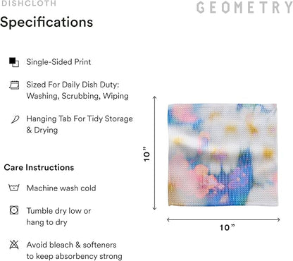 GEOMETRY Kitchen Dish Cloths - Spring & Summer Collection - Premium Dishcloths with Geoweave - Absorbent & Fast Drying Kitchen Towels - Soft Floral, 10" x 10" - 3-Pieces