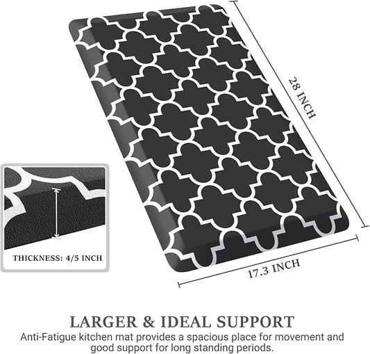WISELIFE Anti Fatigue Floor Mat - 4/5 Inch Kitchen Mat Non Slip Waterproof Heavy Duty Ergonomic Comfort Mat Durable for Home, Office, Sink, Laundry,(17.3" x 28", Black)