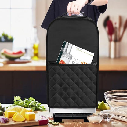 Luxja Food Processor Cover Compatible with Cuisinart and Hamilton Beach 11-14 Cup Processor, Food Processor Dust Cover with Accessories Pockets, Black