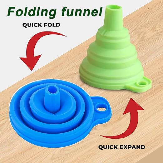Kitchen Funnel Set 3 Pack,Large,Medium and Small,Kitchen Gadgets Accessories Foldable Silicone Collapsible Food Grade Funnels for Kitchen Use Daily Cooking Filling Bottles Liquid Powder Transfer