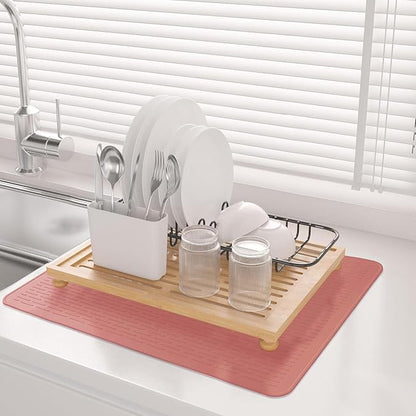 Stove Top Cover for Electric Stove- Range Covers for Electric Stove,Silicone XXL Dish Drying Mat, Glass Cooktop Covers, Flat RV Range top Mats (Rosy, 28"x20")