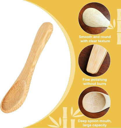 4 Pcs Small Wooden Spoons,3.5 Inch Mini Handmade Bulk Nature Tiny Spoons Little Wooden Teaspoons for Jars Sugar Coffee Creamer Honey Spices Salt Kitchen Supplies