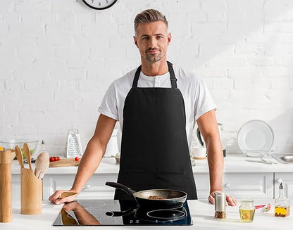 Utopia Kitchen 2 Pack Bib Apron, Adjustable with 2 Pockets, Water and Oil Resistant, Cooking Kitchen Chef Apron for Women Men