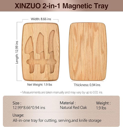 XINZUO Cheese Knife Set with In-Drawer Block, 4-Piece for Charcuterie Board,Hard Cheese Knife-Parmesan Cheese Knife,German Stainless Steel,Red Sandalwood Handle