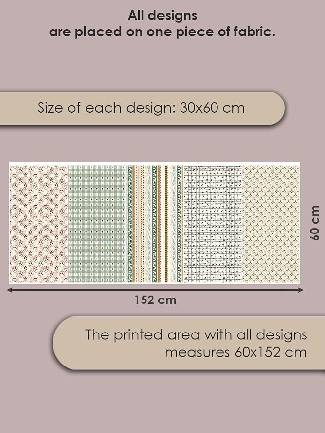 Cotton Patchwork Quilting Fabric Panel – 155×100 cm, 100% Cotton, Made in Türkiye (PRT_KUP 01-001) (Spring Blossom Patchwork, 5 pcs (23.6x11.8 inc))