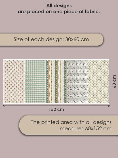 Cotton Patchwork Quilting Fabric Panel – 155×100 cm, 100% Cotton, Made in Türkiye (PRT_KUP 01-001) (Spring Blossom Patchwork, 5 pcs (23.6x11.8 inc))