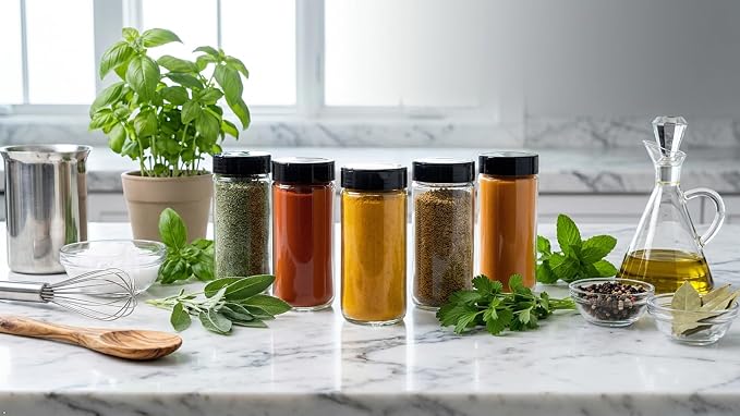 JARMING COLLECTIONS 16oz Glass Spice Shakers with Lids – Set of 2 Large Seasoning Containers with Shaker Tops for Kitchen, Pantry & Herb Storage