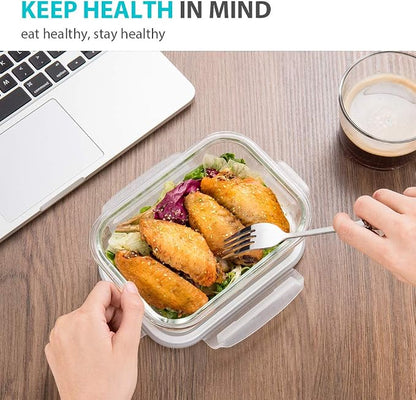 Bayco 6 Pack Glass Meal Prep Containers, Glass Food Storage Containers with Lids, Airtight Lunch Bento Boxes, Leak Proof (6 lids & 6 Containers)