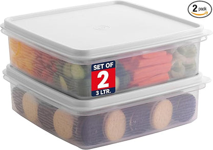 Plastic Storage Containers with Lids – 2-Pack 3L Cupcake Carrier – Leakproof Cookie Storage Containers Airtight – BPA-Free Plastic Containers with Lids for Food Storage, Meal Prep, Leftovers, Cupcakes