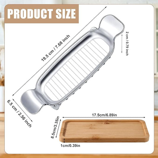 lasuroa Stainless Steel Cheese Cutter and Butter Slicer - Multifunctional Kitchen Food Tool for Block Cheeses and Butter