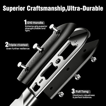 PAUDIN Carving Knife Set, 8 inch German High Carbon Stainless Steel Meat Slicing Knife with 7 inch Turkey Fork, Ergonomic Full Tang G10 Handle, Dishwasher Safe,BBQ Brisket Slicer,Cooking Gifts for Men