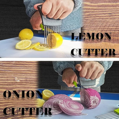 Onion Slicer Holder, Onion | Tomato | Potato | Apple | Egg Holder for Slicing, Vegetables | Fruits Slicer Holder, Meat |Beef Chopper, Multi-Purpose Kitchen Accessory, 2 Pack