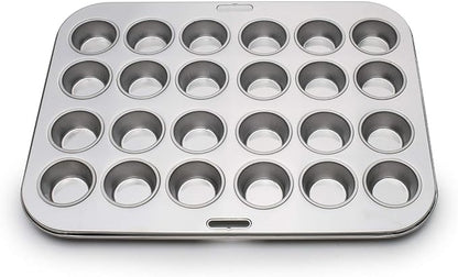 Fox Run Mini Muffin and Cupcake Pan, 24 Mini Cups, Stainless Steel Baking Pan, 10.5 x 13.75 x 1.5 inches
