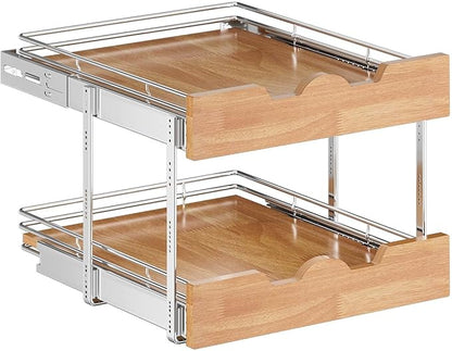 OCG Pull Out Cabinet Organizer 20" W x 21" D, 2 Tier Slide Out Shelf, Heavy-Duty Pull Out Drawer for Cabinets, Base Cabinet Organization for Kitchen, Pantry, Bathroom