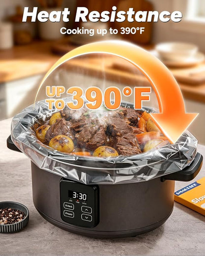 SMARTAKE Slow Cooker Liners, 20 Count 13"x 21" Large Size Disposable Cooking Bags, Fit 3QT to 8QT for Slow Cooker, Cooking Trays, Suitable for Oval & Round Pots, 20 Liners