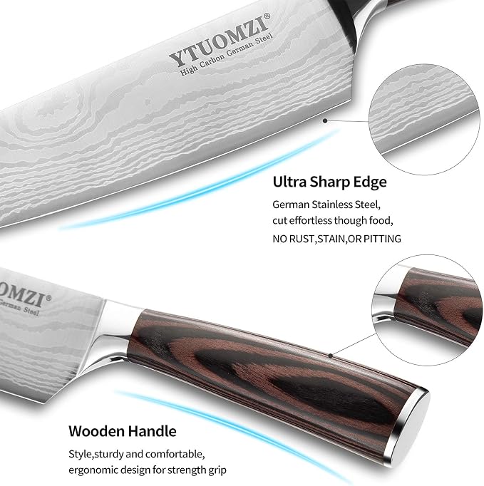 8" Chef's Knife, Professional 8-inch Chef Knife with Sheath, German High Carbon Stainless Steel Kitchen Knife for Home Cooks & Culinary Experts, Ergonomic Pakkawood Handle, Gift Box
