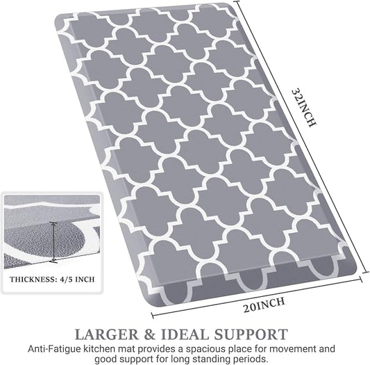 WISELIFE Anti Fatigue Floor Mat - 4/5 Inch Thick Kitchen Mat Non Slip Waterproof Heavy Duty Ergonomic Comfort Mat Durable for Home, Office, Sink, Laundry,(20" x 32", Grey)