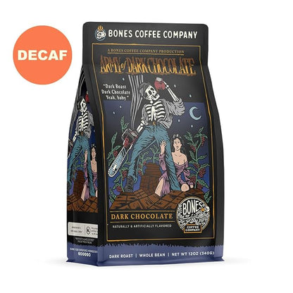 Bones Coffee Company Decaf Army Of Dark Chocolate Flavored Coffee, Dark Roast Low Acid Coffee,12 Oz Whole Bean