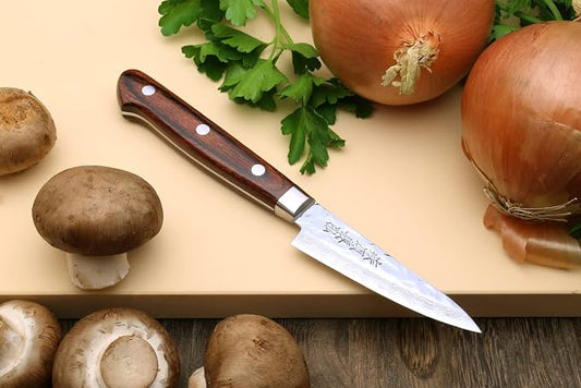 Yoshihiro VG10 16 Layer Hammered Damascus Stainless Steel Paring Utility Knife (3.2" (80mm))